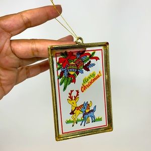 Vintage Merry Christmas deer ornament decoration